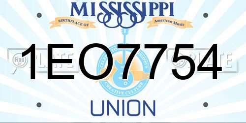 1EO7754 Mississippi License Plate