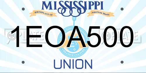 1EOA500 Mississippi License Plate