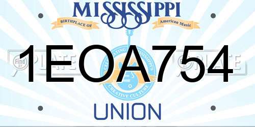 1EOA754 Mississippi License Plate