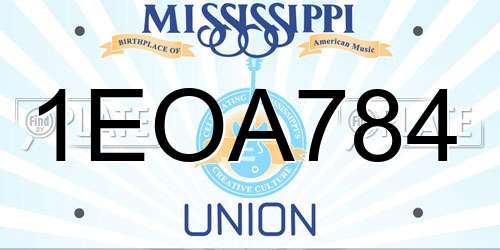 1EOA784 Mississippi License Plate