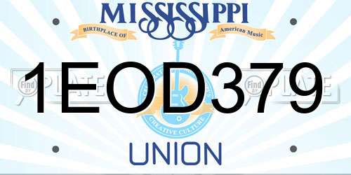 1EOD379 Mississippi License Plate