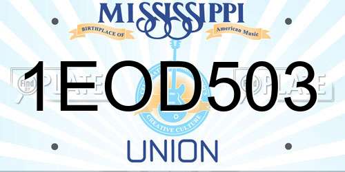 1EOD503 Mississippi License Plate