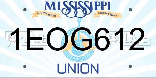 1EOG612 Mississippi License Plate