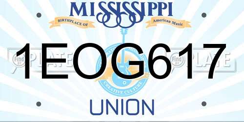 1EOG617 Mississippi License Plate