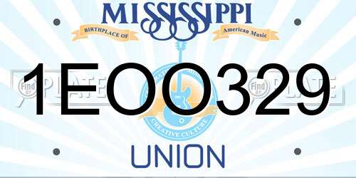 1EOO329 Mississippi License Plate