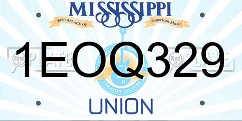 1EOQ329 Mississippi License Plate
