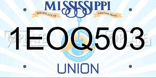 1EOQ503 Mississippi License Plate