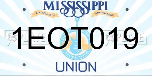 1EOT019 Mississippi License Plate