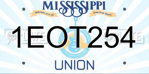 1EOT254 Mississippi License Plate