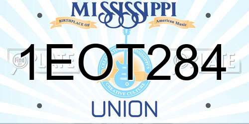 1EOT284 Mississippi License Plate
