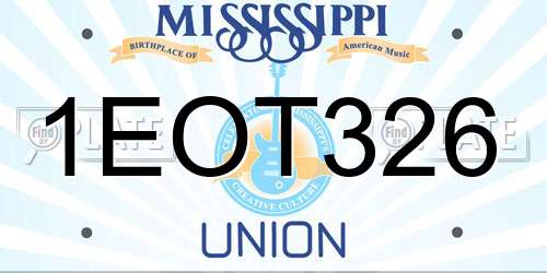 1EOT326 Mississippi License Plate