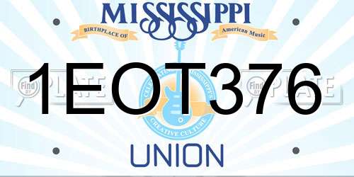 1EOT376 Mississippi License Plate