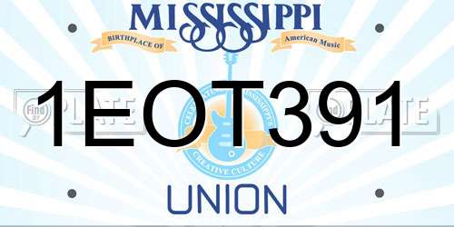 1EOT391 Mississippi License Plate
