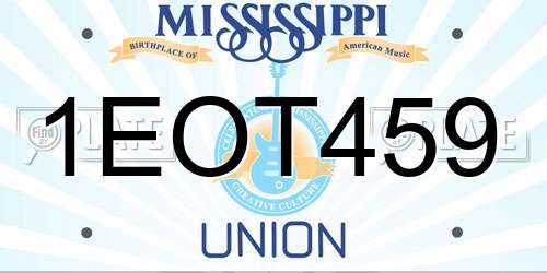 1EOT459 Mississippi License Plate