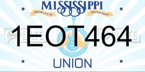 1EOT464 Mississippi License Plate