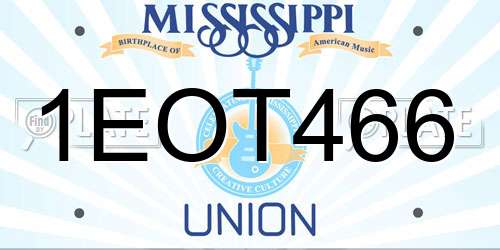 1EOT466 Mississippi License Plate