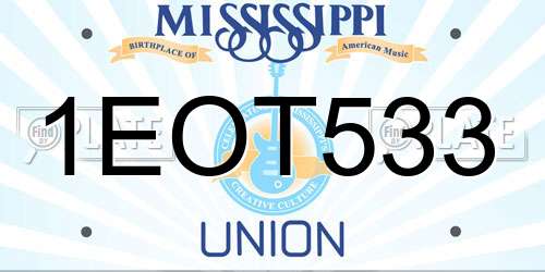 1EOT533 Mississippi License Plate