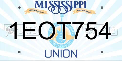 1EOT754 Mississippi License Plate