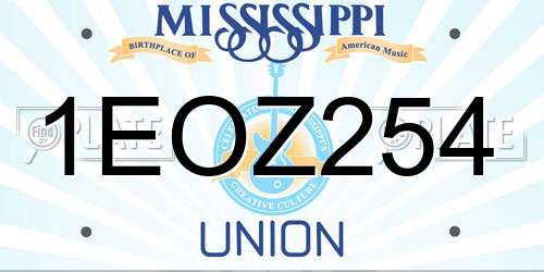1EOZ254 Mississippi License Plate