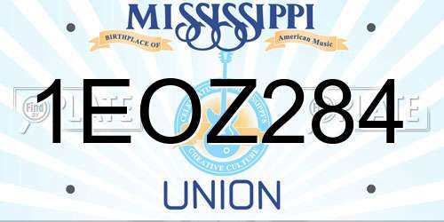 1EOZ284 Mississippi License Plate