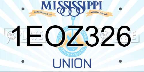 1EOZ326 Mississippi License Plate