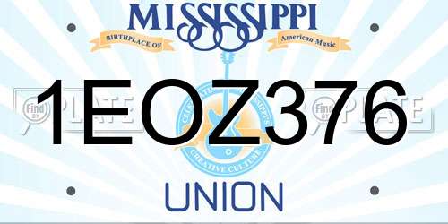 1EOZ376 Mississippi License Plate