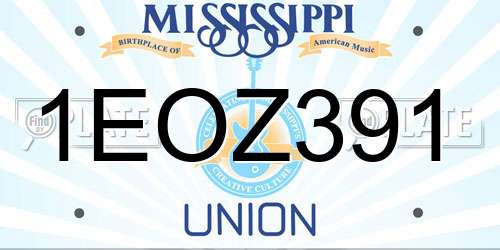 1EOZ391 Mississippi License Plate