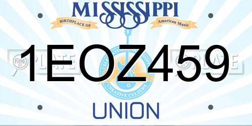 1EOZ459 Mississippi License Plate