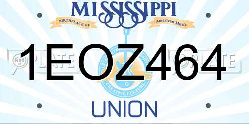 1EOZ464 Mississippi License Plate