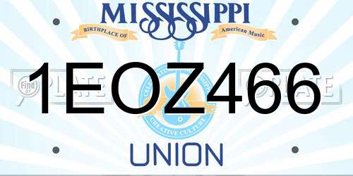 1EOZ466 Mississippi License Plate