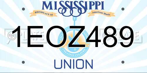 1EOZ489 Mississippi License Plate