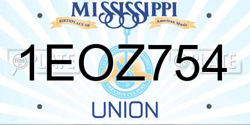 1EOZ754 Mississippi License Plate