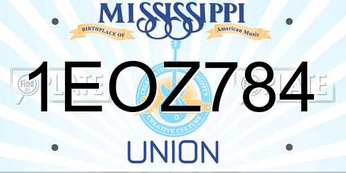 1EOZ784 Mississippi License Plate