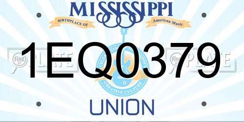 1EQ0379 Mississippi License Plate