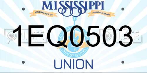 1EQ0503 Mississippi License Plate