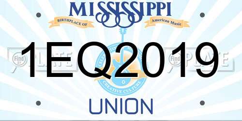 1EQ2019 Mississippi License Plate