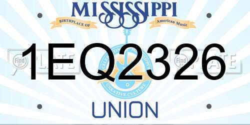 1EQ2326 Mississippi License Plate