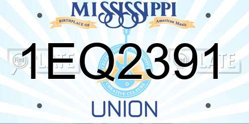 1EQ2391 Mississippi License Plate