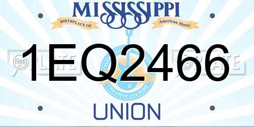 1EQ2466 Mississippi License Plate