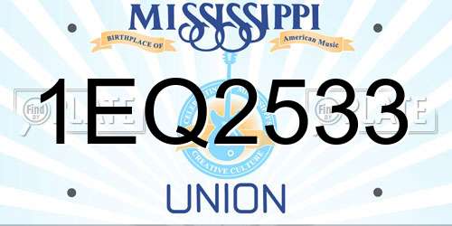 1EQ2533 Mississippi License Plate