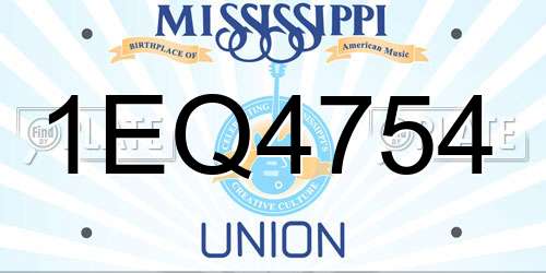 1EQ4754 Mississippi License Plate
