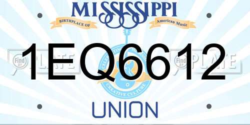 1EQ6612 Mississippi License Plate