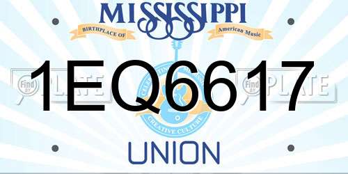 1EQ6617 Mississippi License Plate