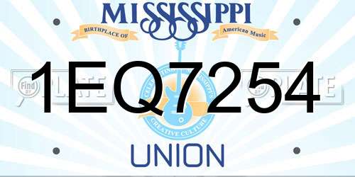 1EQ7254 Mississippi License Plate
