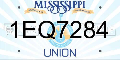 1EQ7284 Mississippi License Plate