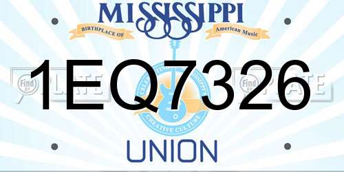 1EQ7326 Mississippi License Plate