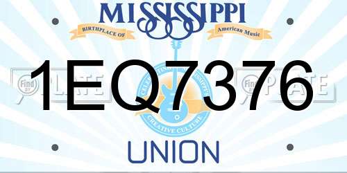 1EQ7376 Mississippi License Plate
