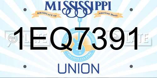 1EQ7391 Mississippi License Plate