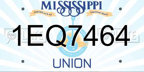 1EQ7464 Mississippi License Plate