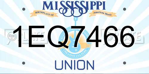 1EQ7466 Mississippi License Plate